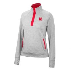 Colosseum Women's Nebraska Cornhuskers Lillian 1/4 Zip Top Heather Grey
