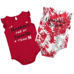Colosseum Infant Girls' Nebraska Cornhuskers Two Bits 2-Pack Onesie Red