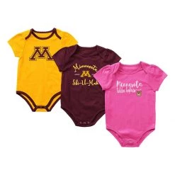 Colosseum Minnesota Golden Gophers 3pk. Formula Onsie Set Multi