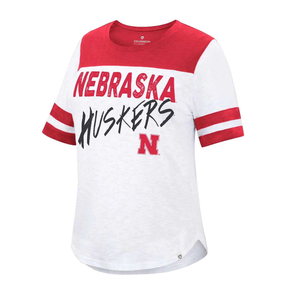 Colosseum Women's Nebraska Cornhuskers Bridesmaids T-Shirt White 1 Colosseum Women's Nebraska Cornhuskers Bridesmaids T-Shirt White