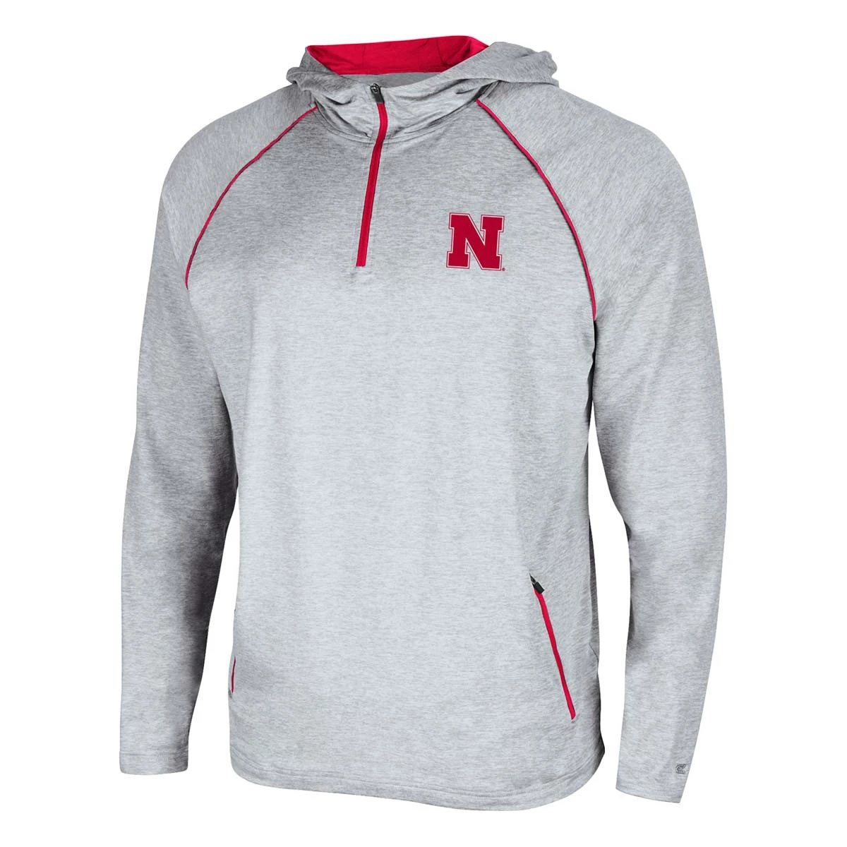 Colosseum Nebraska Cornhuskers Hooded Timeline 1/4 Zip Top Light Grey 2 Colosseum Nebraska Cornhuskers Hooded Timeline 1/4 Zip Top Light Grey - Image 2