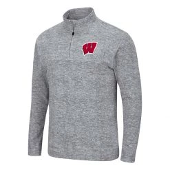 Colosseum Wisconsin Badgers Platinum 1/4 Zip Top Grey Heather -Colosseum Sales Shop unnamed file 1453