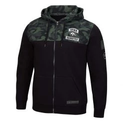 Colosseum Iowa Hawkeyes Bone Full Zip Hoodie Black