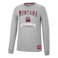 Colosseum Montana Grizzlies Hay All Long Sleeve Shirt Heather Grey