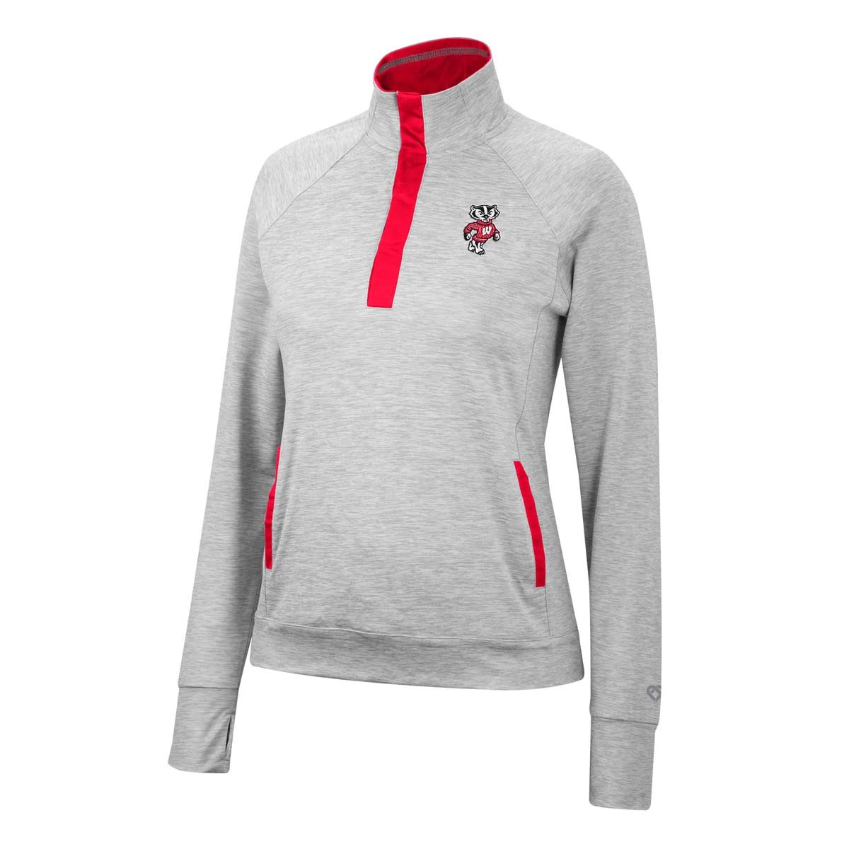Colosseum Women's Wisconsin Badgers Lillian 1/4 Zip Top Heather Grey 2 Colosseum Women's Wisconsin Badgers Lillian 1/4 Zip Top Heather Grey - Image 2