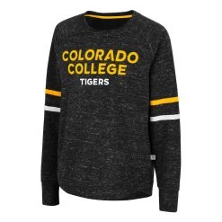 Colosseum Women's Colorado College Tigers Beach Break Crewneck Sweatshirt Black