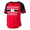 Colosseum Women's Nebraska Cornhuskers Raglan Cerulean T-Shirt Red