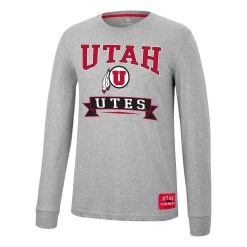 Colosseum Utah Utes Hay All Long Sleeve Shirt Heather Grey