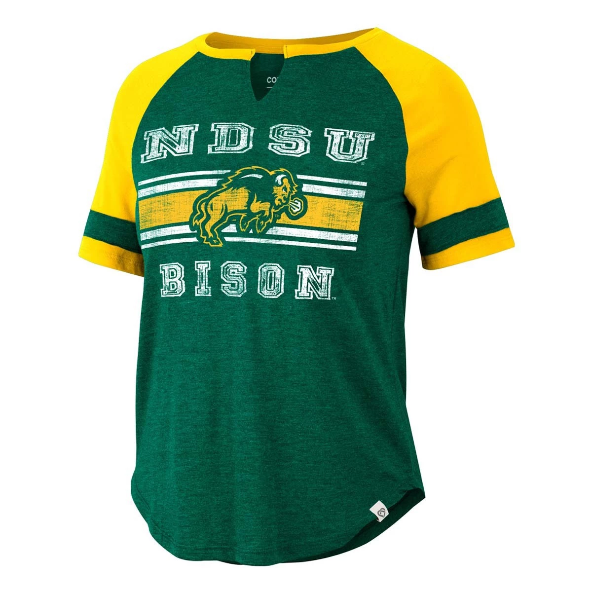 Colosseum Women's North Dakota State Bison Raglan Cerulean T-Shirt Green 2 Colosseum Women's North Dakota State Bison Raglan Cerulean T-Shirt Green - Image 2