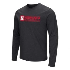 Colosseum Nebraska Cornhuskers Baseball Lines Long Sleeve Shirt Black