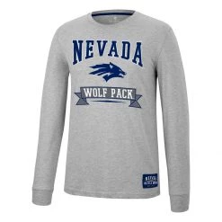 Colosseum Nevada Wolf Pack Hay All Long Sleeve Shirt Heather Grey