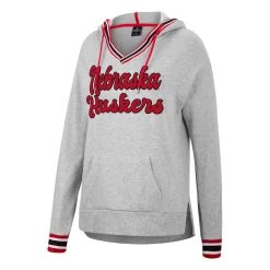 Colosseum Women's Nebraska Cornhuskers Andy Rib Hoodie Heather Grey