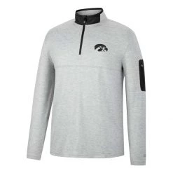 Colosseum Iowa Hawkeyes Country 1/4 Zip Top Light Grey