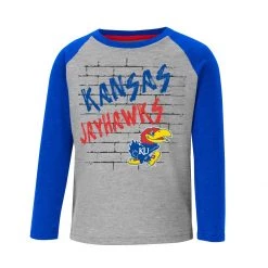 Colosseum Toddler Kansas Jayhawks East End Long Sleeve Shirt Heather Grey