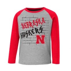 Colosseum Toddler Nebraska Cornhuskers East End Long Sleeve Shirt Heather Grey