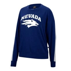 Colosseum Women's Nevada Wolf Pack Bear Sandwich Crewneck Sweatshirt Navy