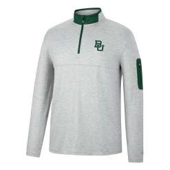 Colosseum Baylor Bears Country 1/4 Zip Top Light Grey