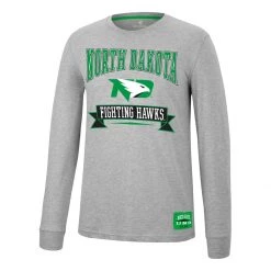 Colosseum North Dakota Fighting Hawks Hey All Long Sleeve Shirt Heather Grey