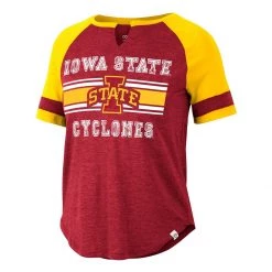 Colosseum Women's Iowa State Cyclones Raglan Cerulean T-Shirt Cardinal