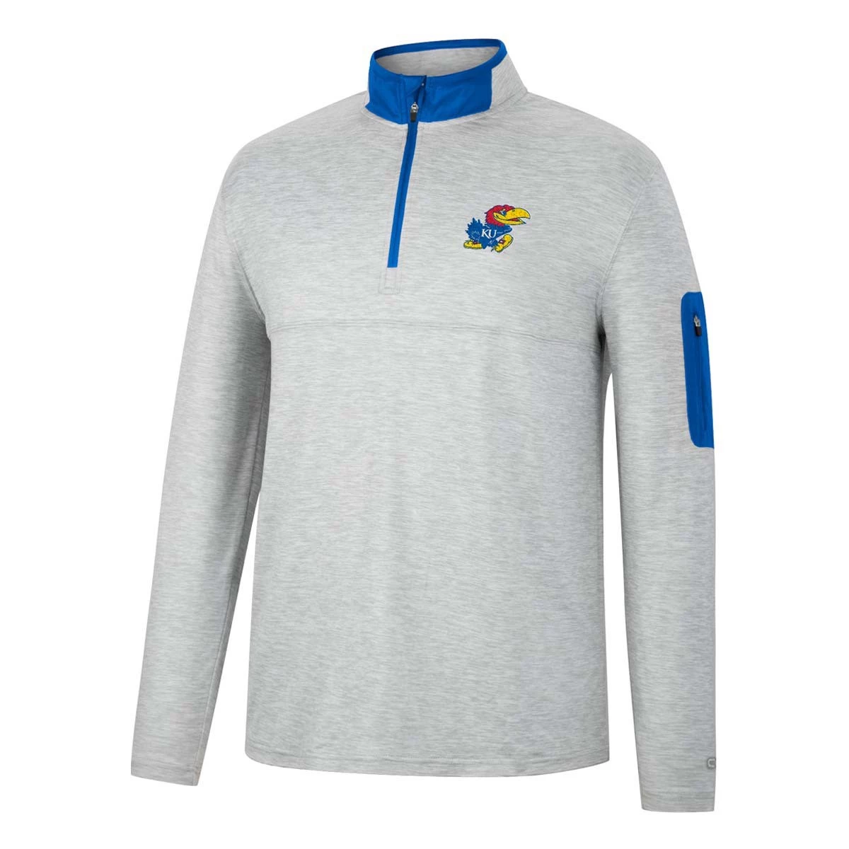 Colosseum Kansas Jayhawks Country 1/4 Zip Top Light Grey 1 Colosseum Kansas Jayhawks Country 1/4 Zip Top Light Grey