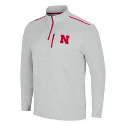Colosseum Nebraska Cornhuskers Great Scott 1/4 Zip Top Light Grey -Colosseum Sales Shop unnamed file 574