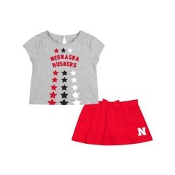 Colosseum Toddler Girls' Nebraska Cornhuskers Smile Tank Top & Skort Set Heather Grey