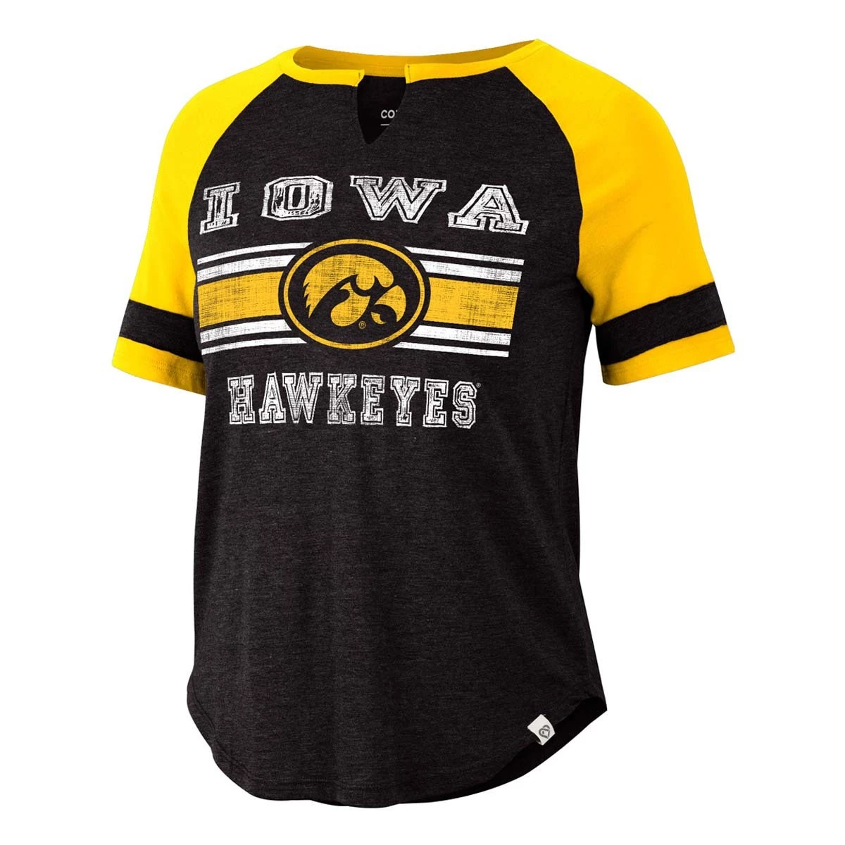 Colosseum Women's Iowa Hawkeyes Raglan Cerulean T-Shirt Black 1 Colosseum Women's Iowa Hawkeyes Raglan Cerulean T-Shirt Black