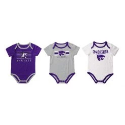 Colosseum Infant Boy's Kansas State Wildcats Sandcastles Onesie 3-Pack Purple